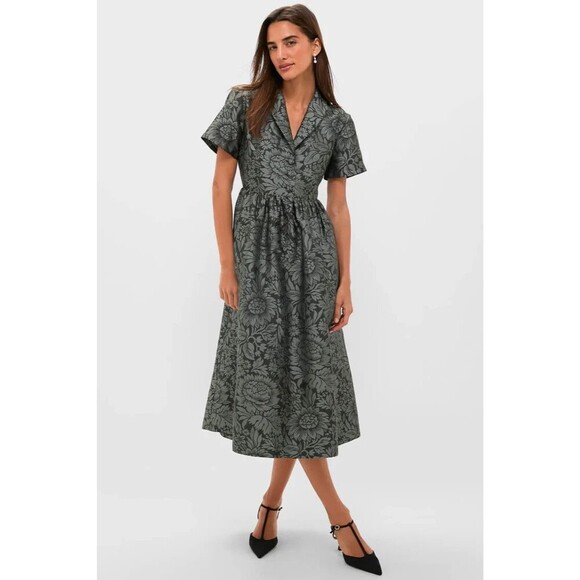 Tuckernuck Dresses & Skirts - TUCKERNUCK Emerald Mirasol Jacquard Adelaide Dress Emerald Botanical Size S $298